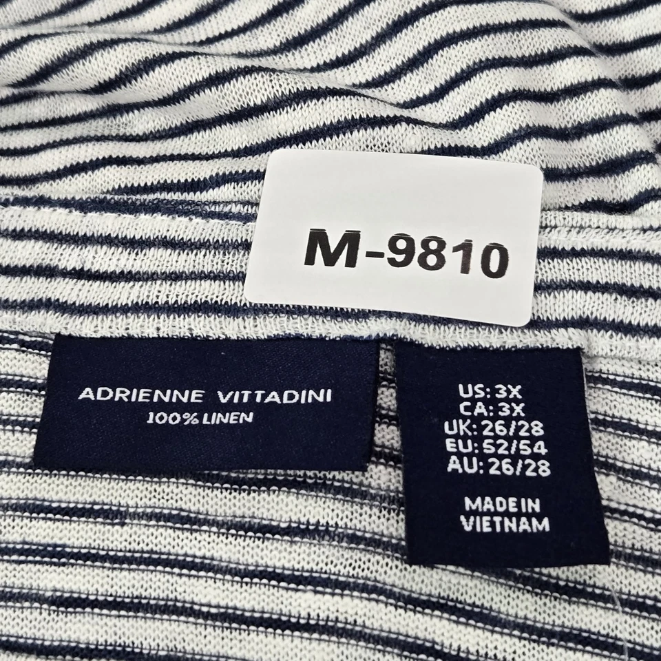 Camisa Pullover Adrienne Vittadini Mujer 3X Azul Marino Lino Rayas Cuello Redondo Foto 2 de 4