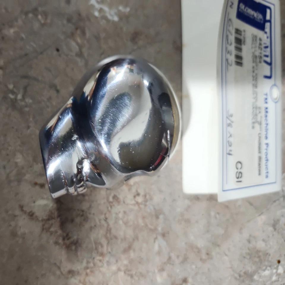Perilla de cambio de calavera TM MACHINE CROMADA con roscas: 3/8"-24 para Harley Davidson Foto 2 de 4