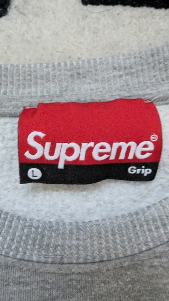 Supreme Logo Sweatshirt Crewneck Heather Grey Large L  - Photo 4/4