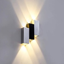 Two Indoor 6W LED Wall Sconce Lamp Up/Down Light Fixture Aluminium.