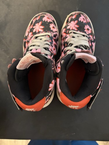 Nike Shoes Girls Size 5 Air Force 1 Mid EasyOn Flower Power Black Pink Sneakers - Picture 6 of 7