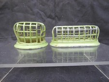 2 VTG Green Cage Flower Frogs Beagle Mfg 3" Vogue No. 62, 5x2.5" Oval No. 74