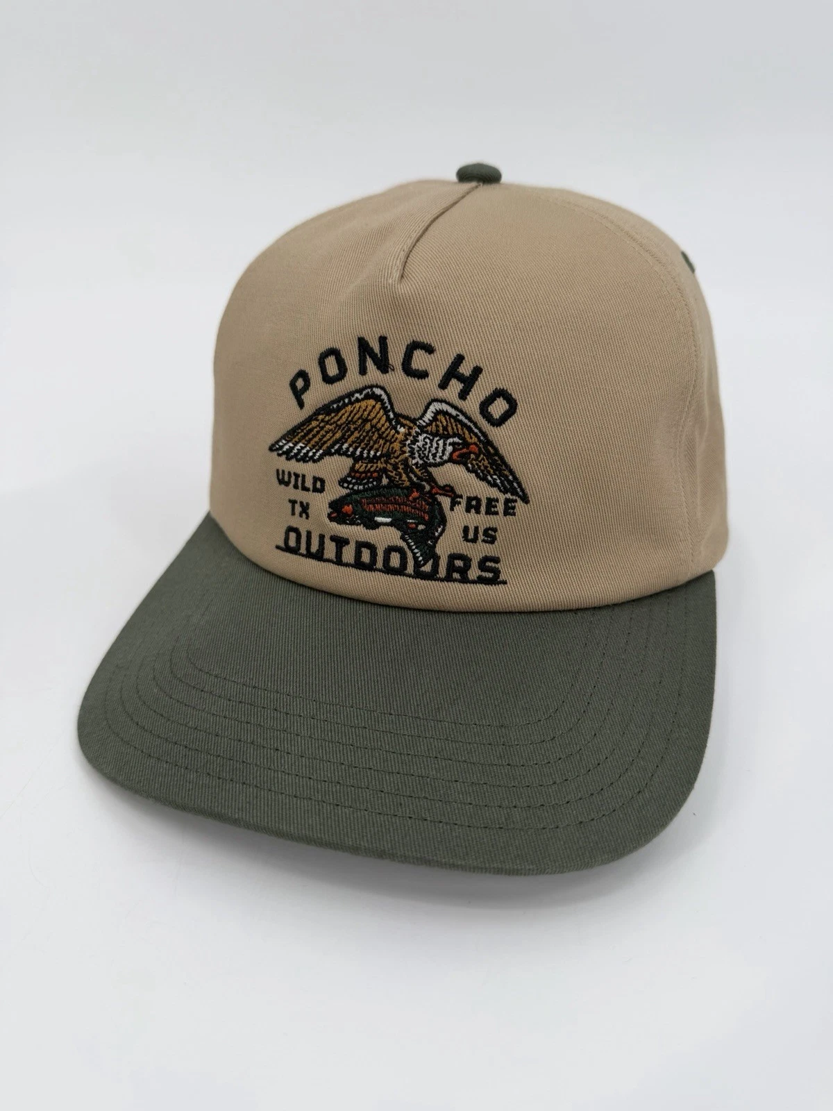 Poncho Outdoors Eagle And Trout Hat Embroidered Cap Trucker Adjustable Snapback