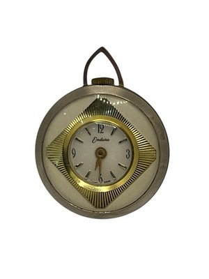 ENDURA Swiss Wind Up Pendant Watch Gold tone engine turned design enamel vintage