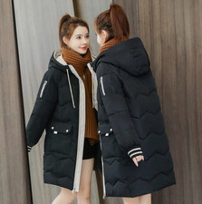 Womens Winter Long Quilted Parka Warm Puffer Ladies Padded Hooded Jacket Coat