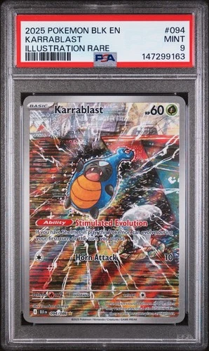 2025 Pokemon Black Bolt Full Art Holo Illustration Rare Karrablast 94/86 - PSA 9
