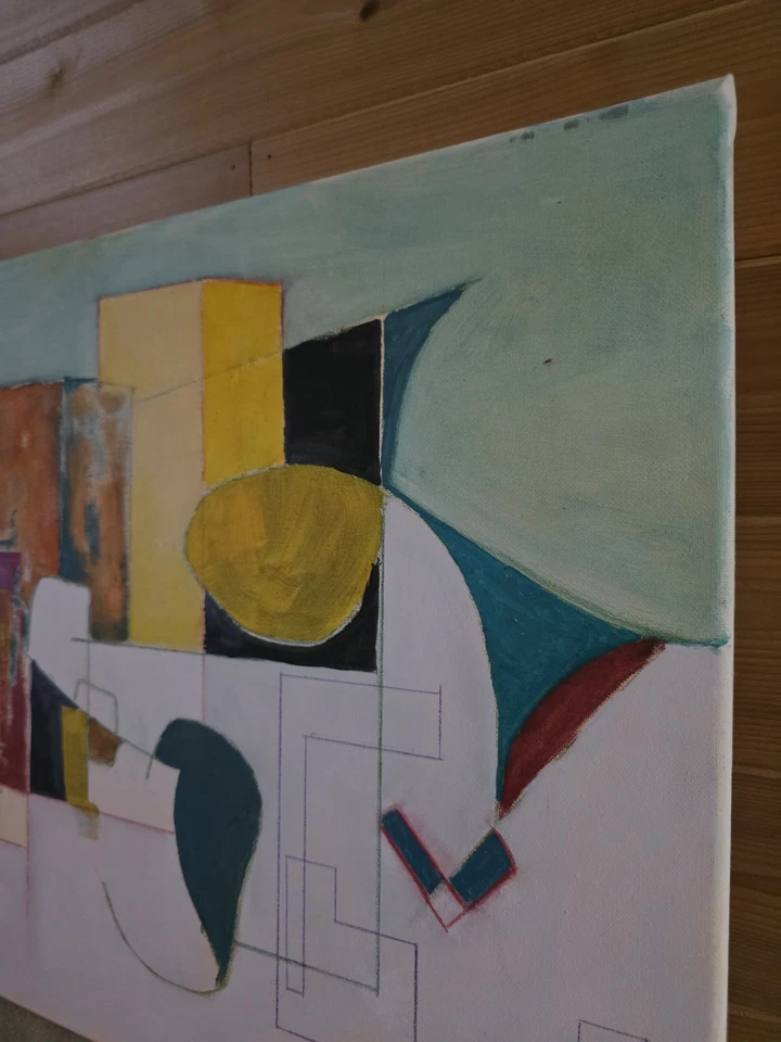 Abstract Expressionist Painting Mid Century Modern Style, Modernist Signed. - Image 3 of 3