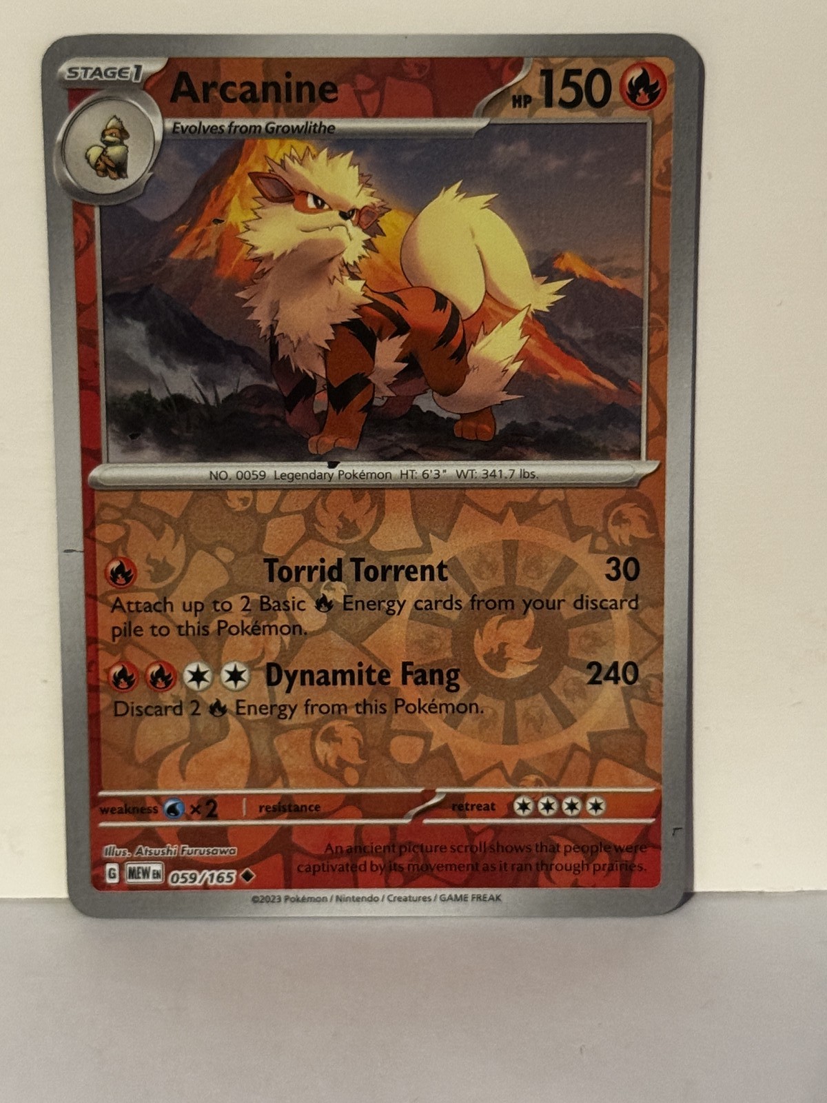 Arcanine Reverse Holo 059/165 SV: Scarlet & Violet 151 NM Pokemon Fast Ship