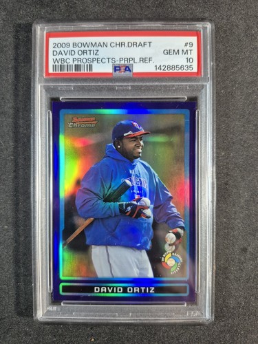 2009 Bowman Chrome Draft Picks David Ortiz Purple Refractor PSA 10 GEM Pop 2