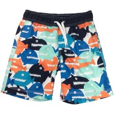 Gymboree Boys Swim Trunks Size S 5-6 Sharks Elastic Drawstring Mesh Liner