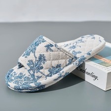 Women's Cotton House Slippers Soft Floral Non Slip Indoor Bedroom Home Shoes