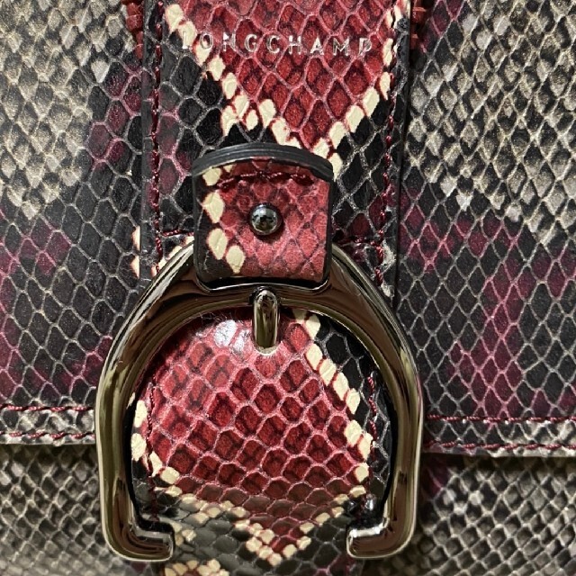 Longchamp Python Pattern Amazone Shoulder Bag Red… - image 3