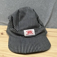 Vintage Round House Brand Striped Train Conductor Snapback Hat Cap