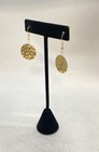 14K Yellow Gold Hammered Disc Dangle Earrings 1.5" Drop 2.17g — photo 4