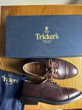 Trickers Shoes Cap Toe Lace Up Derby Chadwick Size Burgundy Leather Oxblood