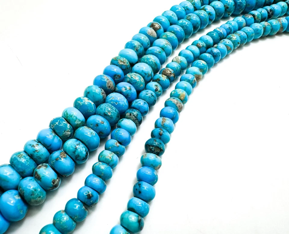 Natural Arizona Kingman Turquoise Rondelle Polished Gemstone Beads PG402 - Image 2 of 4