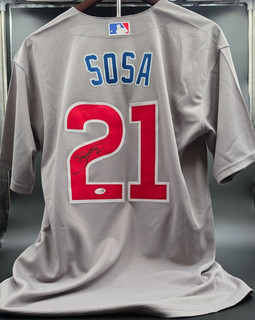 🐻Sammy Sosa Signed Cubs Nike Authentic Grey Jersey JSA Witnessed size large 🐻