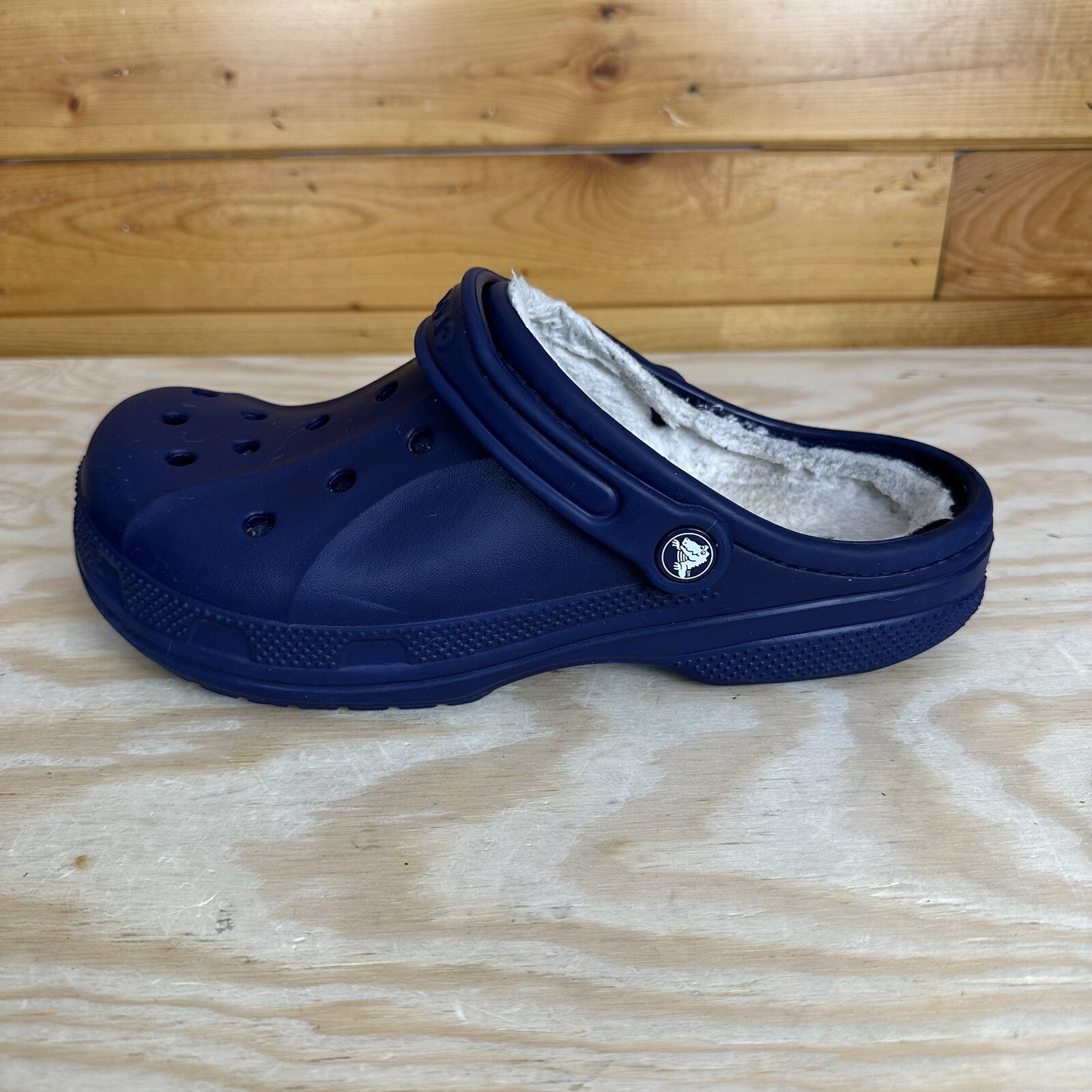 Crocs Dual Comfort Blue Faux Fur Lined Clogs Men's 9 Woman's 11 Navy Blue