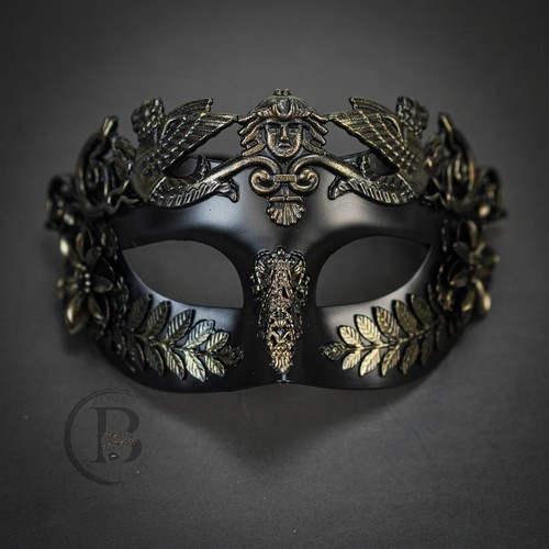 Men's Roman Greek Warrior Laurel Wreathe Crown Masquerade Mask [Gold] - Picture 4 of 4