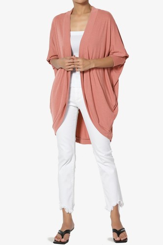 TheMogan S~3X Cocoon Draped Jersey Knit 3/4 Sleeve Oversized Open Front Cardigan - Bild 14 von 110