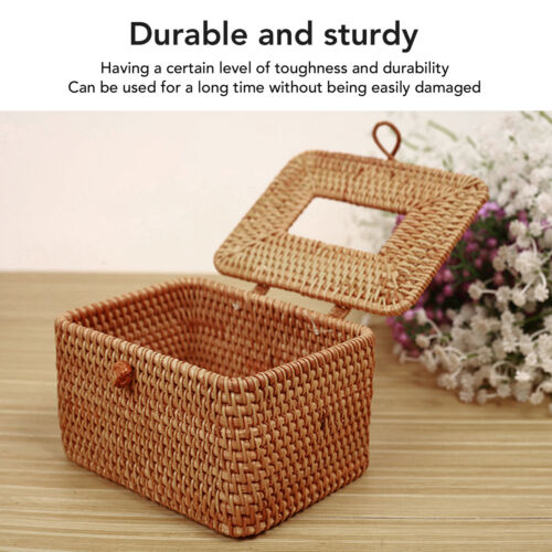 Rechteckige Rattan Stoffbox Abdeckung Rattan Gewebe Box Halter JJ - Bild 2 von 22