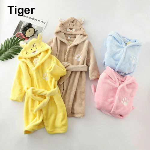 Baby Kid Toddler Boy Girl Animal Pajamas Sleepwear Bathrobe Hooded Bathing Robe - Image 2 of 4