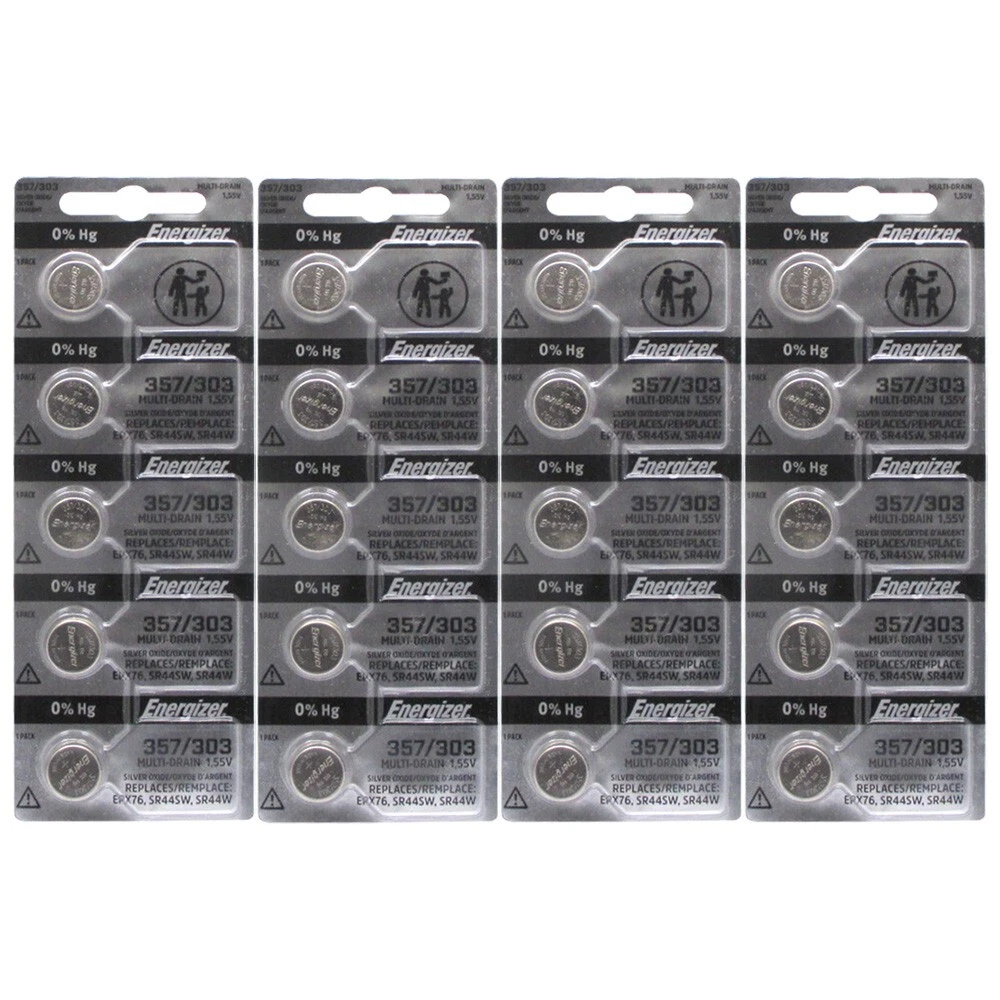 Energizer 357/303 Silver Oxide Coin Cell Batteries - SR44SW - Pack Of 25 - USA Seller
