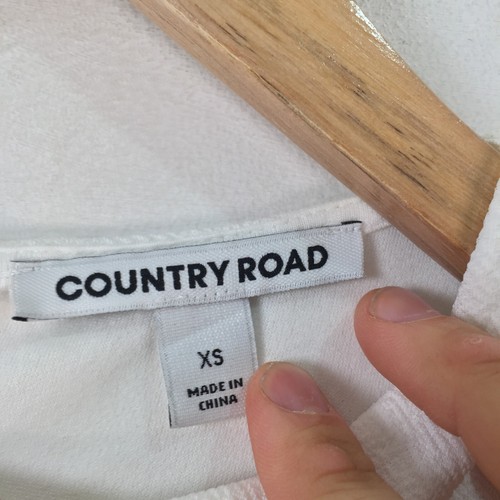 Country road womens top XS white short sleeve round neck zip 105317 - Picture 3 of 10
