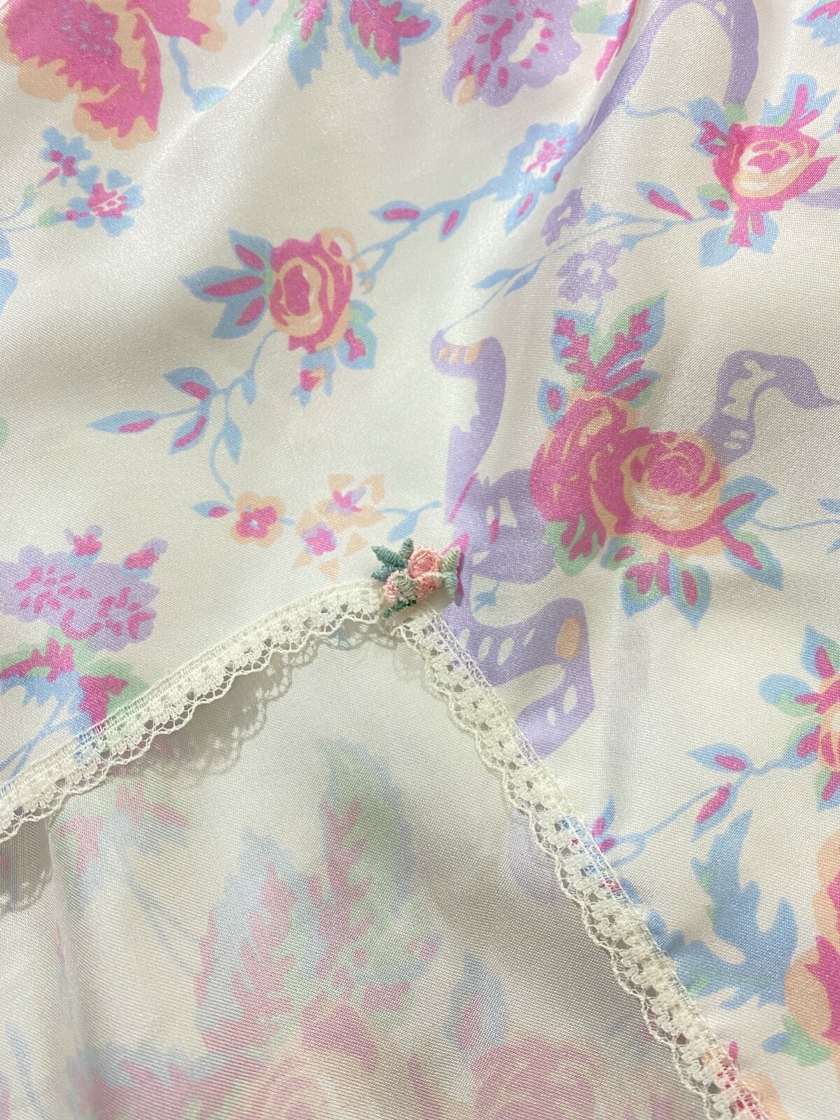 Kayser Vtg 60s 2 Piece Pajama Intimate Floral Lace Trim Shorts Cami Top USA 38/7