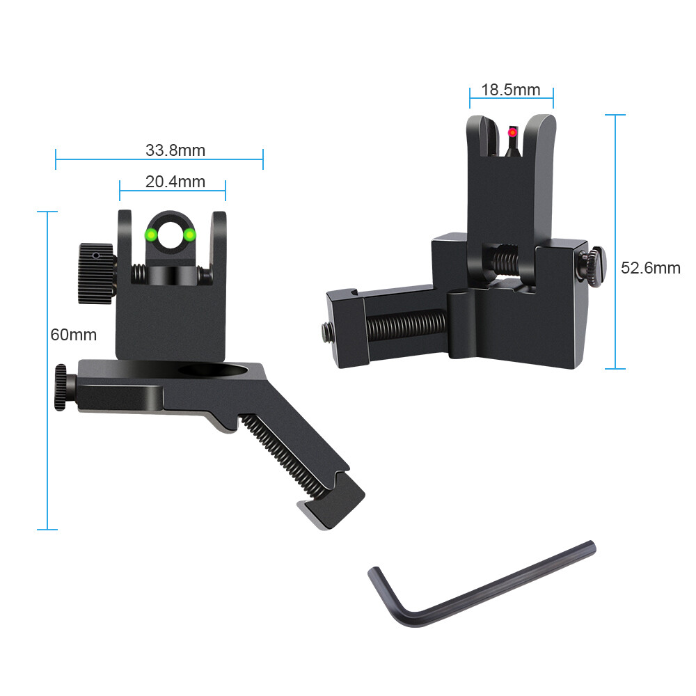 Fiber Optics 45 Degree Offset Flip Up Iron Sights Low Profile Rapid