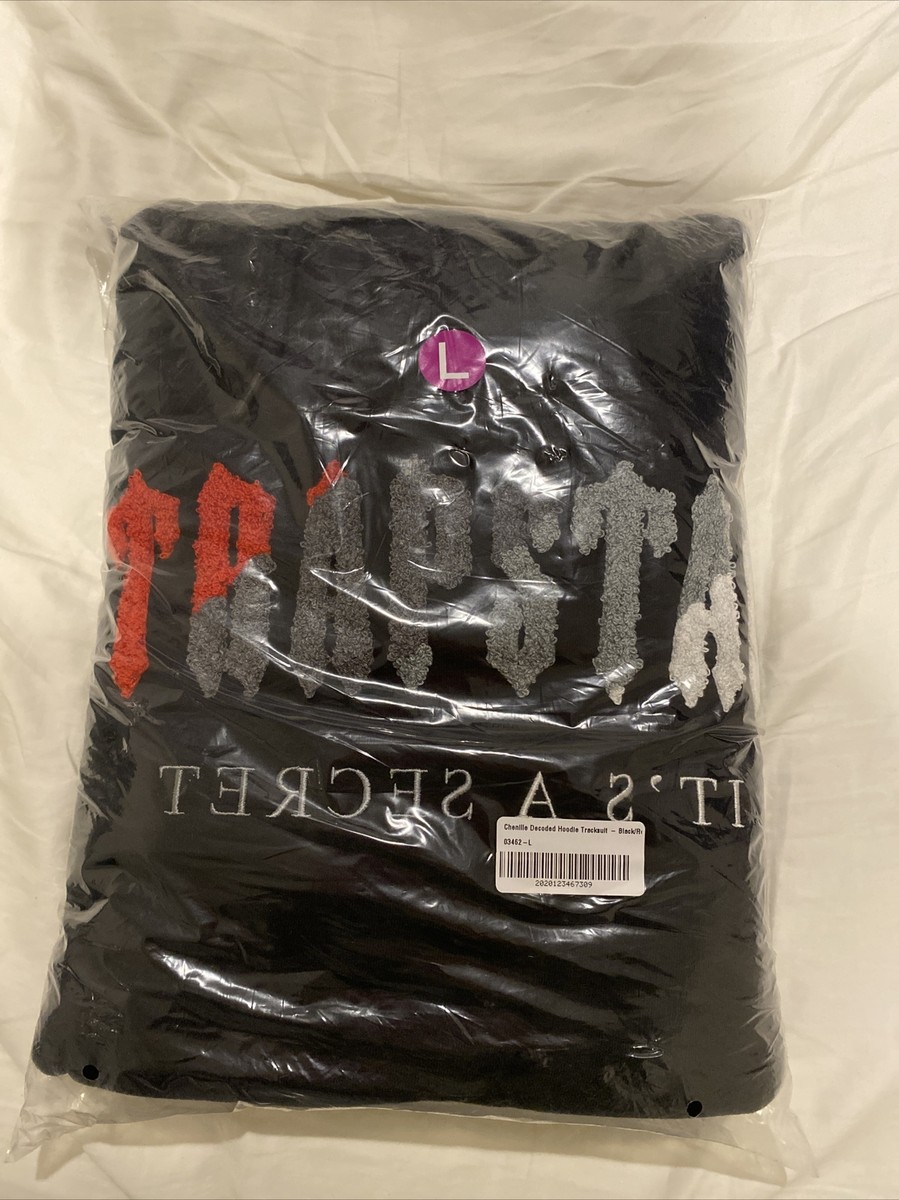 TRAPSTAR CHENILLE DECODED HOODED TRACKSUIT BLACK/RED(receipt