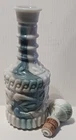 Vintage Jim Beam Blue & White Swirl Milk Glass Bottle Decanter w/Stopper Empty