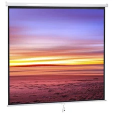 Manual Pull Down Projection Screen Matte White Home HD Movie Theater 120" 1:1 