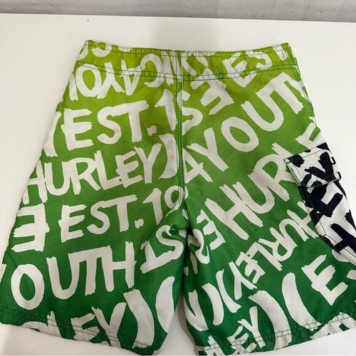Hurley Boys 1999 Youth Stencil Board Swim Hybrid Shorts Green Size 7 - Picture 4 of 6