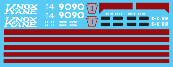 HO Scale - Knox and Kane Railroad Locomotive Decal Set