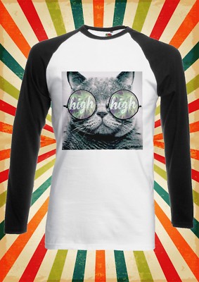 Lustiges kurzärmliges Baseball-T-Shirt Katze Kätzchen hohes Gras Männer Frauen 1196