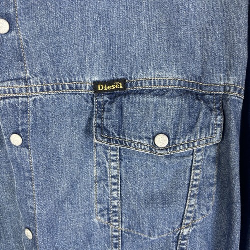 Men’s Vintage Diesel Denim Shirt Long Sleeve Blue Cotton Size M - Picture 4 of 5