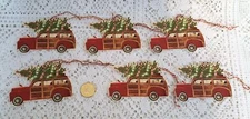 6-Primitive-Christmas-Farmhouse-Red Woody-Holiday-Linen Cardstock-Gift-Hang-Tags