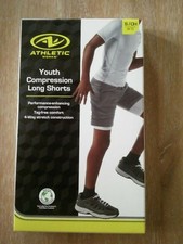 Athletic Works Youth Compression White Long Shorts Size S 6/7 Boys NIB