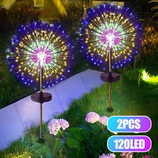 150LED Solar Firework Fairy Lights Waterproof Outdoor Path Garden Decor Lamps 2X