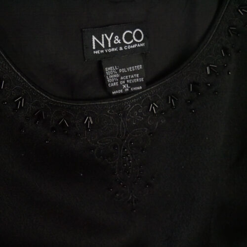 New York & Co Womens XL Black Beaded Embellish Fitted Zip Up Cropped Tank Top - Picture 3 of 12