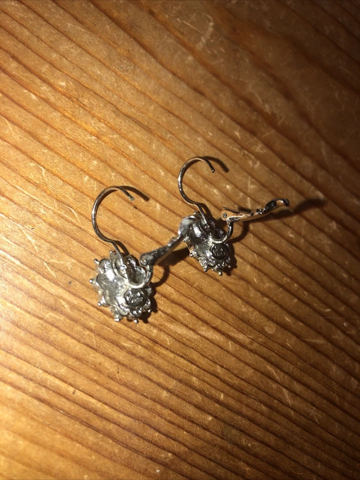 Pendientes de plata firmados Joan Rivers vintage cristal tanzanita palanca trasera T Foto 4 de 4