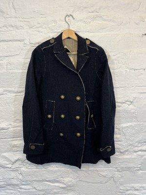 Lanvin 2010 River Collection Double Breasted Unstructured Wool Peacoat Jacket 36