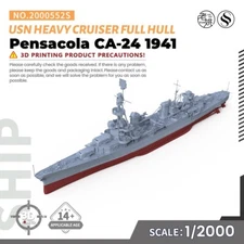 SSMODEL V2.0Military Model Kit USS Pensacola CA-24  Heavy Cruiser 1941 Full Hull