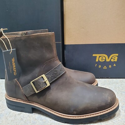 NEW WOMENS 9 BISON TEVA ROWENA BUCKLE LEATHER WATER RESISTANT BOOTS 1141354