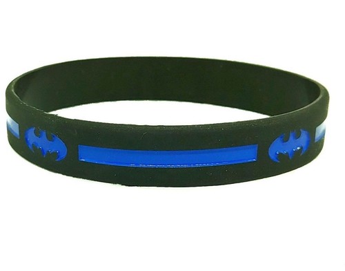 Thin Blue Line Silicone Wristband Police Bracelet Law Enforcement USA Superheros - Picture 3 of 10