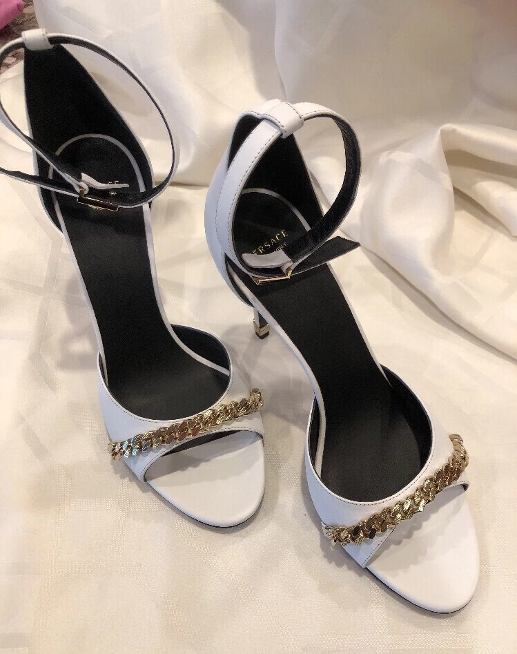 Versace signature hotsell ankle strap sandals