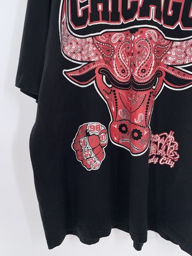 PRO 5 Tag Men's CHICAGO BULLS T Shirt Super Heavy Black Rings Windy City Sz 4XL - Picture 2 of 6