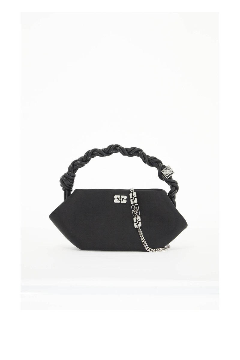 GANNI Mini Bou bag in satin Woman A6340 99 Black | eBay