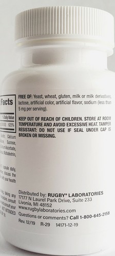 Rugby Vitamin D3 5000 IU (125mcg) 100 Capsules - Exp Date 05-2026 - Picture 3 of 3